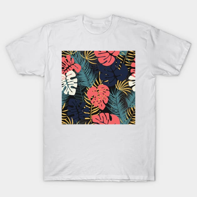 Tropical Leaf Pattern T-Shirt by martynzero